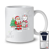 Personalized Custom Name Nurse Cat With Santa; Humorous Christmas Tree Cat Nursing T-Shirt