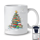 Personalized Custom Name Book Christmas Tree; Adorable X-mas Lights Proud Teacher Librarian T-Shirt