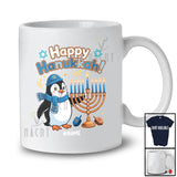 Personalized Custom Name Happy Hanukkah; Adorable Chanukah Menorah Penguins Animal T-Shirt