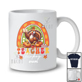 Personalized Custom Name Teacher Turkey; Adorable Thanksgiving Reader; Rainbow Pumpkin T-Shirt