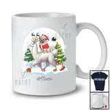 Personalized Custom Name Santa Pug Riding Llama; Merry Christmas Moon Snow Animal T-Shirt