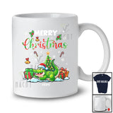 Personalized Custom Name Merry Christmas; Lovely X-mas Tree Snowing Santa Crocodile Animal T-Shirt