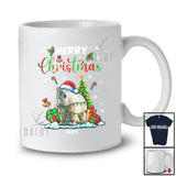 Personalized Custom Name Merry Christmas; Lovely X-mas Tree Snowing Santa Polar Bear Animal T-Shirt