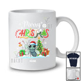 Personalized Custom Name Merry Christmas; Lovely X-mas Tree Snowing Santa Fly Animal T-Shirt