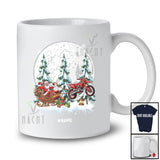 Personalized Custom Name Santa Sledding Dirt Bike Sleigh; Joyful Christmas Tree Moon Riding T-Shirt