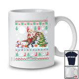 Personalized Custom Name Santa Corgi Riding T-Rex; Merry Christmas Sweater Moon Animal T-Shirt