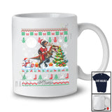 Personalized Custom Name Santa Dachshund Riding T-Rex; Merry Christmas Sweater Moon Animal T-Shirt