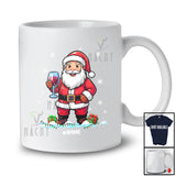 Personalized Custom Name Santa Drinking Wine Glasses; Amazing Christmas Light Snow Drinking T-Shirt