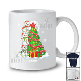 Personalized Custom Name Snowman Building Christmas Tree; Merry X-mas Snowman; Family T-Shirt