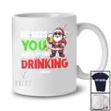 Personalized He Sees You When Drinking; Fantastic Christmas Custom Name Santa Beer Drunker T-Shirt