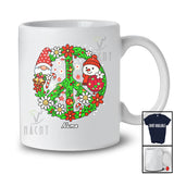 Personalized Custom Name Floral Peace Sign Gnome Snowman Face; Adorable Christmas Family T-Shirt
