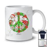 Personalized Custom Name Floral Peace Sign Santa Snowman Face; Adorable Christmas Family T-Shirt