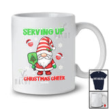 Personalized Serving Up Christmas Cheer; Joyful Custom Name Gnome Playing Pickleballs Player T-Shirt