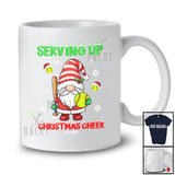 Personalized Serving Up Christmas Cheer; Joyful Custom Name Gnome Playing Softball Player T-Shirt
