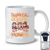 Personalized Custom Name Thankful Grateful Meowful; Lovely Thanksgiving Three Cat Sound T-Shirt
