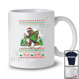 Personalized Custom Name Santa Bigfoot Hairy Christmas Tree Lights; Joyful Sasquatch Sweater T-Shirt