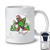 Personalized Custom Name Santa Bigfoot Hairy Christmas Tree Lights; Joyful Sasquatch Family T-Shirt
