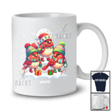 Personalized Custom Name Three Santa Cardinal Bird; Adorable Christmas Lights Snowing Family T-Shirt