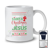 Personalized Custom Name Silly Santa Christmas Is For Jesus; Humorous Sweater Cross T-Shirt