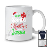 Personalized Custom Name Silly Santa Christmas Is For Jesus; Humorous X-mas Snow Cross T-Shirt