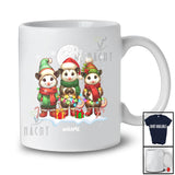 Personalized Custom Name Three Santa Opossum; Adorable Christmas Lights Snowing Family T-Shirt