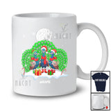 Personalized Custom Name Three Santa Peacock; Adorable Christmas Lights Snowing Family T-Shirt