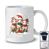Personalized Custom Name Three Santa Sheep; Adorable Christmas Lights Snowing Family T-Shirt