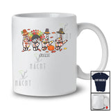 Personalized Custom Name Fall ASL Sign Language; Lovely Thanksgiving Turkey Pilgrim Hands T-Shirt