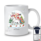 Personalized Custom Name Santa Corgi Riding Unicorn; Merry Christmas Moon Snow Animal T-Shirt