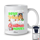 Personalized Custom Name Want To Drink Whisky Watch Christmas Movies; Amusing Drinking T-Shirt