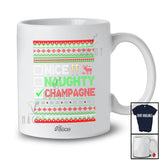 Personalized Custom Name Nice Naughty Champagne; Amusing Christmas Sweater Drinking T-Shirt