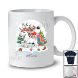 Personalized Custom Name Santa Pug Riding Unicorn; Merry Christmas Moon Snow Animal T-Shirt