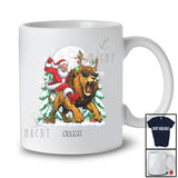 Personalized Custom Name Santa Riding Lion Sunglasses; Cheerful Christmas Tree Wild Animal T-Shirt