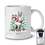 Personalized Custom Name Santa Riding Llama Sunglasses; Cheerful Christmas Tree Wild Animal T-Shirt