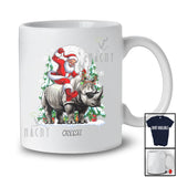 Personalized Custom Name Santa Riding Rhinoceros Sunglasses; Cheerful Christmas Tree Wild Animal T-Shirt