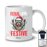 Personalized Custom Name Feral And Festive; Humorous Christmas Santa Raccoon Trash Animal T-Shirt
