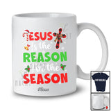 Personalized Custom Name Jesus Reason For The Season; Merry Christmas Plaid Cross Family T-Shirt