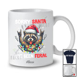 Personalized Custom Name Sorry Santa I've Been Feral; Humorous Christmas Raccoon Trash T-Shirt