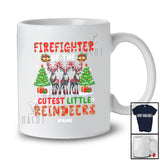 Personalized Custom Name Firefighter Of Cutest Reindeers; Merry Christmas Tree Proud Jobs T-Shirt