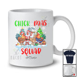 Personalized Custom Name Chick-mas Squad; Joyful Christmas Lights Elf Santa Chickens; Farmer T-Shirt