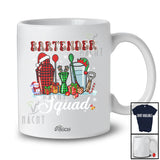 Personalized Custom Name Bartender Squad; Lovely Christmas Leopard Plaid Bartender Tools T-Shirt