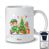 Personalized Custom Name Elf Playing Darts; Amusing Christmas Tree Darts Player Group T-Shirt