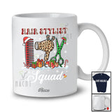 Personalized Custom Name Hair Stylist Squad; Lovely Christmas Leopard Plaid Hair Stylist Tools T-Shirt