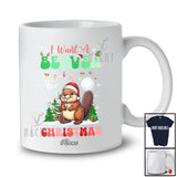 Personalized Custom Name I Want A Beaver For Christmas; Lovely Santa Beaver Animal X-mas Tree T-Shirt