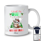 Personalized Custom Name I Want A Owl For Christmas; Lovely Santa Bird X-mas Tree T-Shirt