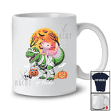 Personalized Custom Name Axolotl Riding T-Rex Mummy; Lovely Halloween Dinosaur Cosplay T-Shirt