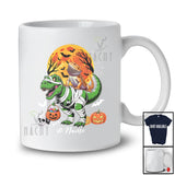 Personalized Custom Name Bearded Dragon Riding T-Rex Mummy; Lovely Halloween Dinosaur Cosplay T-Shirt