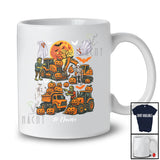 Personalized Custom Name Construction Trucks; Scary Halloween Skeleton Zombie Pumpkin; Driver T-Shirt