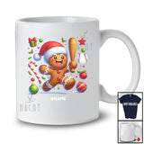 Personalized Santa Gingerbread Playing Baseball; Amusing Christmas Baker; Custom Name Player T-Shirt