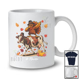 Personalized Custom Name Dabbing Turkey Riding Cow; Cheerful Thanksgiving Farmer; Fall Family T-Shirt